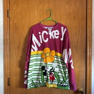 🌿Gently worn XLarge Mickey pink & green long sleeve t shirt 😊